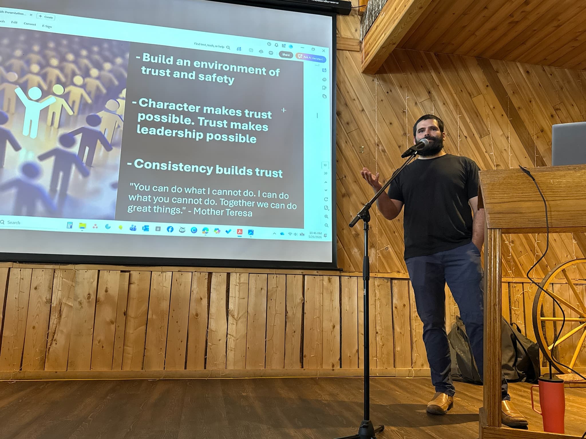 Cole Smith presenting leadership workshop